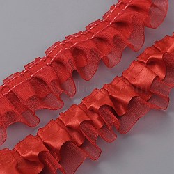 Polyester Ruffled Trimming, for Doll Clothes, Lolita Costume Accessories, Red, 40x1mm(DIY-WH0308-395B)