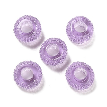 Transparent Resin European Beads, Large Hole Beads, Textured Rondelle, Plum, 12x6.5mm, Hole: 5mm