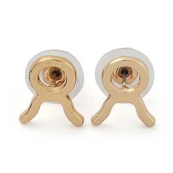 12 Constellation/Zodiac Sign Alloy Stud Earrings, with Ear Nuts, Golden, Taurus, 14x11x1.5mm, Pin: 0.6mm