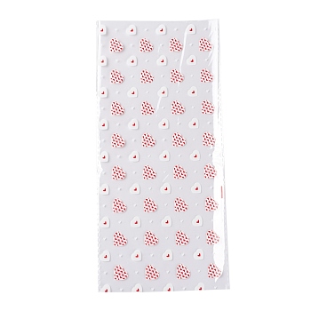 OPP Plastic Storage Bags, Valentine's Day Theme, for Party Candy Packaging, Rectangle, Heart Pattern, 27x12.5x0.01cm, 50pc/bag