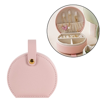 PU Leather Mini Jewelry Storage Box, Travel Portable Jewelry Organizer Handbag with Velvet Inside, for Earrings, Rings, Necklaces Storage, Pink, 114mm