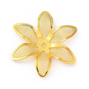 Brass Bead Cap, with Iron Finding, Etched Metal Embellishments, Flower, Golden, 40x35x5mm, Hole: 2mm