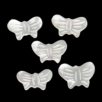 Natural White Shell Charms, Butterfly Charms, WhiteSmoke, 12x19.5x2.5mm, Hole: 0.6mm