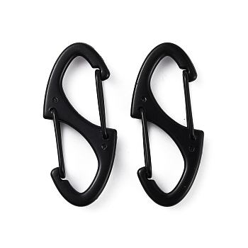 Zinc Alloy Double Snap Hook Spring Keychain Clasps, Rock Climbing Carabiners for Women Men Camping Fishing, Electrophoresis Black, 41x18.5x6.5mm