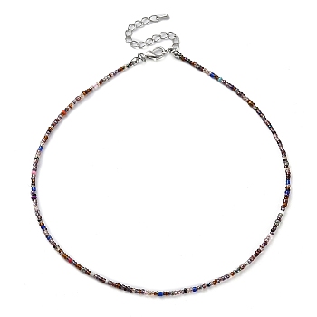 Glass Beaded Necklace, with Alloy Clasps, Colorful, 16.10 inch(40.9cm)