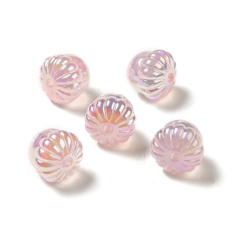 UV Plating Rainbow Iridescent Acrylic Beads, Acorn, Pink, 14.5x15.5mm, Hole: 3mm