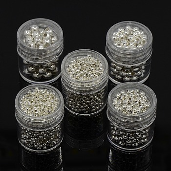 Iron Round Spacer Beads, Silver Color Plated, 2~5mm, Hole: 1~2mm(Five Size:5mm,hole:2mm,4mm,hole:1.7mm,3mm,hole: 1.2mm,2.5mm,hole:1mm,2mm,hole:0.8mm)