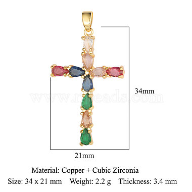 pendentifs en laiton zircon cubique micro pavé coloré(ZIRC-OY005-01G)-2