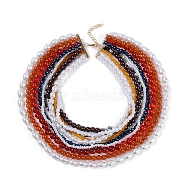 Bohemian Glass Beaded Multi Layered Necklaces for Women(NJEW-K384-02B)-2