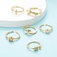 6Pcs 6 Style Adjustable Brass Micro Pave Clear Cubic Zirconia Cuff Rings(RJEW-LS0001-09G)-5