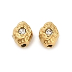 304 Stainless Steel Rhinestone Bead, Ion Plating(IP), Real 18K Gold Plated, 8x6.5x6mm, Hole: 1.6mm(STAS-U047-08G)
