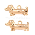 Brass Pendants, Dog Charms, Real 14K Gold Plated, 7.5x16.5x5.5mm, Hole: 1.4mm(KK-D427-04B-G)