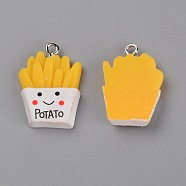 Resin Pendants, with Platinum Iron Loop, Chips with Word Potato, Gold, 24.5x17x4.5mm, Hole: 1.8mm(RESI-TAC0009-30)