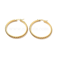 Vacuum Plating 201 Stainless Steel Twist Rope Hoop Earrings with 304 Stainless Steel Pins for Women, Golden, 41x3.5mm, Pin: 0.6mm(EJEW-D279-06G)