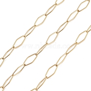 304 Stainless Steel Horse Eye Link Chains, Unwelded, with Spool, Golden, 19.5x7x1mm, about 32.81 Feet(10m)/Roll(CHS-C006-15G)