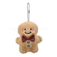 Christmas Theme Cloth Plush Doll Pendant Decorations, with Ball Chain for Bag Ornaments, Gingerbread Man, 150mm(HJEW-D030-01B)