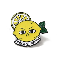 Funny Lemon Bitter Lemon Zinc Alloy Brooches, Lemon Enamel Pins, for Backpack Clothes, Yellow, 30x30x1.5mm(JEWB-Z020-01C)