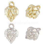 10Pcs 2 Colors Long-Lasting Plated Brass Charms, Lotus, Cadmium Free & Lead Free, Real Gold Plated & Real Platinum Plated, 11.5x8mm, Hole: 1.5mm, 10pcs/color(KK-BC0009-34)