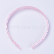 Plastic Hair Band Findings, Covered with Polyester, Pearl Pink, 110~115mm(OHAR-WH0011-01G)