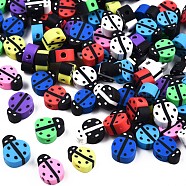Handmade Polymer Clay Beads, Ladybug, Mixed Color, 10~12x7.5~10.5x4.5mm, Hole: 1.6mm(CLAY-T020-35)