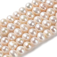Natural Cultured Freshwater Pearl Beads Strands, Potato, Grade 2A, PapayaWhip, 5.5~8x7~8mm, Hole: 0.5mm, about 54pcs/strand, 13.78 inch(35cm)(PEAR-E018-38)