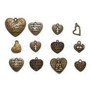 Unique Ideas for Valentines Day Mixed Tibetan Style Alloy Heart Pendants, Antique Bronze, 16~30x16~30x3~4mm, Hole: 1~2mm(TIBEP-X0004-02-AB)