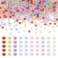 150G 10 Colors Transparent Frosted Glass Round Seed Beads, Mixed Color, 3x2mm, Hole: 1mm, 15g/color(GLAA-TA0001-92)