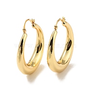 Rack Plating Brass Chunky Hoop Earrings for Women, Cadmium Free & Lead Free, Real 18K Gold Plated, 43x38x8mm, Pin: 0.6x1mm(EJEW-G288-35A-G)