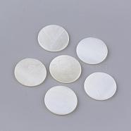 Freshwater Shell Cabochons, Flat Round, Creamy White, 18x2mm(SHEL-Q008-36)