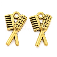 Tibetan Style Alloy Pendants, Comb, Lead Free & Cadmium Free, Antique Golden, 20x12x3mm, Hole: 1.8mm, about 500pcs/500g(TIBEP-T052-02AG-RS)