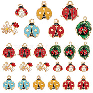 Elite 60Pcs 7 Style Alloy Enamel Pendants, with ABS Plastic Imitation Pearl Beads, Ladybug Charm, Mixed Color, 13~23x11.5~16x1.5~7mm, Hole: 1.6~2.5mm(ENAM-PH0002-75)