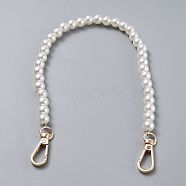 Bag Chain Straps, with ABS Plastic Imitation Pearl Beads and Light Gold Zinc Alloy Swivel Clasps, for Bag Replacement Accessories, White, 41cm(AJEW-P076-08A)