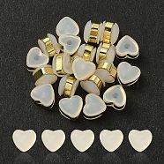 Silicone Ear Nuts, Brass Belt Earring Backs, Heart, Golden, 6x6.5x4.5mm, Hole: 0.8mm(SIL-YW0001-09G)