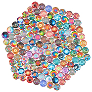 Flatback Glass Cabochons for DIY Projects, Dome/Half Round with Mixed Patterns, Mixed Color, 12x4mm(GGLA-S047-04A-A12mm)