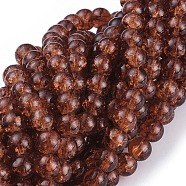 Crackle Glass Round Beads Strands, Saddle Brown, 8mm, Hole: 1.3~1.6mm, about 100pcs/strand, 31.4 inch(X-CCG-Q001-8mm-16)