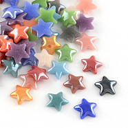Pearlized Plated Opaque Glass Cabochons, Star, Mixed Color, 7.5x8x2mm(PORC-R139A-M)