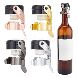 4Pcs 4 Colors Steel Wine Bottle Stoppers, with ABS Plastic Finding, for Winebottle, Mixed Color, 67x37x43.5mm, Inner Diameter: 31mm, 1pc/color(FIND-BC0004-71)