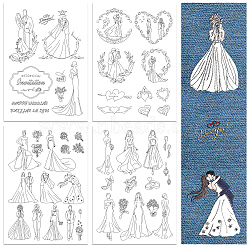 4 Sheets 11.6x8.2 Inch Stick and Stitch Embroidery Patterns, Non-woven Fabrics Water Soluble Embroidery Stabilizers, Human, 297x210mmm(DIY-WH0455-149)