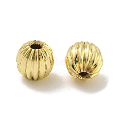 Brass Spacer Beads, Corrugated Beads, Long-Lasting Plated, Lead Free & Cadmium Free, Pumpkin, Golden, 5mm, Hole: 1.2mm(KK-L075-004LG-03)