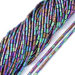 Electroplate Glass Beads Strands, Full Plated, Column, Multi-color Plated, 4.5~5x2.5mm, Hole: 0.8mm, about 75pcs/Strand, 14.17 inch(36cm)(EGLA-K014-B-FP03)