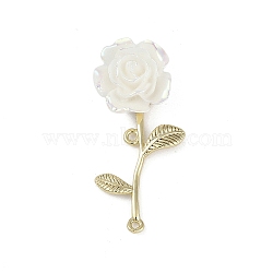 Brass Pendants, with Resin, Flower Charms, Real 18K Gold Plated, 33x16x7.5mm, Hole: 1mm and 1.2mm(KK-Z078-32G)