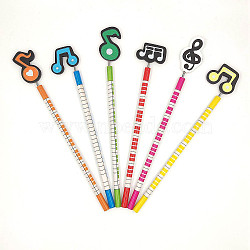 12Pcs Wood Pencil, Musical Note Pencil, for Office & School Supplies, Mixed Color, 230x7mm(PW-WG53338-01)
