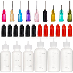 Plastic Glue Liquid Container, Bottle Dispenser, Mixed Color, Bottle Dispenser: 29~36x82~93mm, 
Bottle Stopper: 17.5x8mm, 
Plastic Fluid Precision Blunt Needle Dispense Tip: 24~30x7.5mm, Lumen: 0.26~1.5mm, External Dia: 0.52~2mm(CON-BC0003-13)