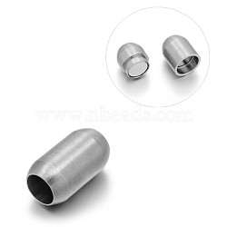 Matte 304 Stainless Steel Barrel Magnetic Clasps with Glue-in Ends, Stainless Steel Color, 20x11mm, Hole: 7mm(X-STAS-E089-06D)