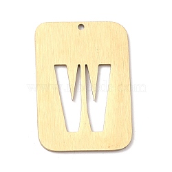 Ion Plating(IP) 304 Stainless Steel Pendants, Rectangle with Alphabet, Hollow, Letter.W, 32x22x1mm, Hole: 1.5mm(STAS-K216-49W-G)