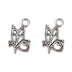 Tibetan Style Alloy Pendants, Cadmium Free & Lead Free, Butterfly, Antique Silver Color, Size: about 17mm long, 10mm wide, 2mm thick, hole: 2.5mm(X-TIBEP-A100603-S-LF)