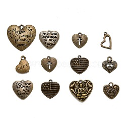 Unique Ideas for Valentines Day Mixed Tibetan Style Alloy Heart Pendants, Antique Bronze, 16~30x16~30x3~4mm, Hole: 1~2mm(TIBEP-X0004-02-AB)