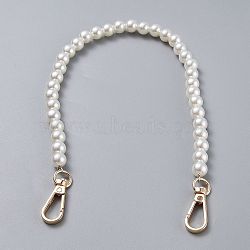 Bag Chain Straps, with ABS Plastic Imitation Pearl Beads and Light Gold Zinc Alloy Swivel Clasps, for Bag Replacement Accessories, White, 41cm(AJEW-P076-08A)