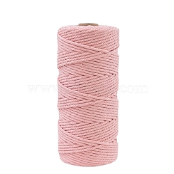 Cotton Macrame Cord, Round Macrame Rope for Wall Hangers, Boho Decorations, DIY Macrame Craft, Pink, 3mm, about 109.36 Yards(100m)/Roll(PW-WG09F88-03)