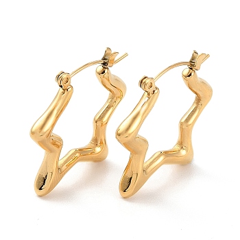 Ion Plating(IP) 304 Stainless Steel Star Hoop Earrings for Women, Golden, 25x27x3.5mm